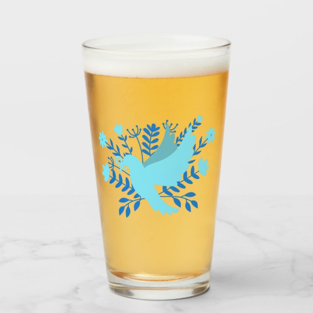 Blue dove of Peace Glass (Front Filled)