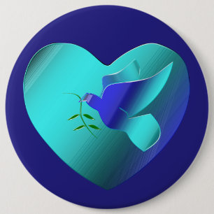 Blue Dove of the Sky Heart 6 Cm Round Badge