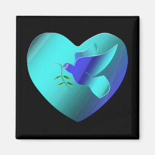 Blue Dove of the Sky Heart Magnet
