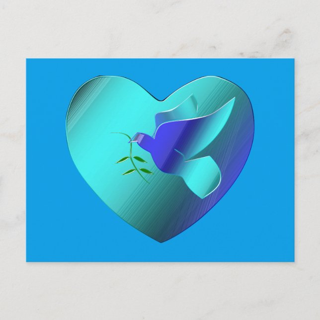 Blue Dove of the Sky Heart Postcard (Front)