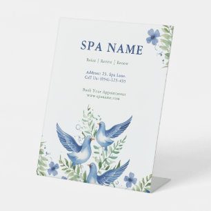 Blue Dove Serenity Peaceful Custom Spa Pedestal Sign