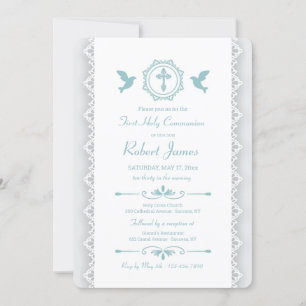 Blue Doves Religious Invitation