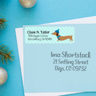 Blue Doxie Christmas Card Address Labels 