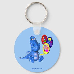 Blue Dragon And Balloons Cute Keychain