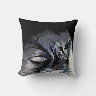 Blue Dragon and Moon Illustration Cushion