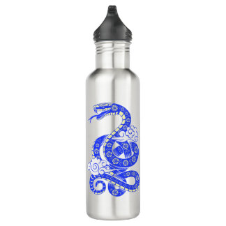 Blue Dragon Asian Style Floral Pattern 710 Ml Water Bottle