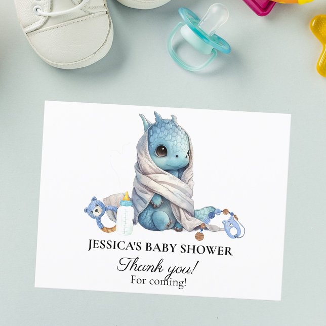 Blue Dragon Baby Shower Thank you Postcard (Creator Uploaded)