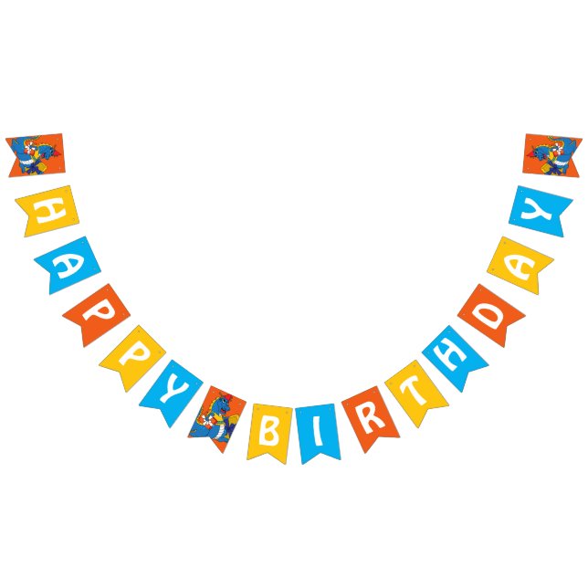 Blue Dragon Birthday Bunting Flag (All)