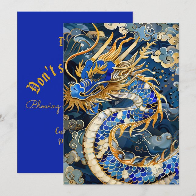 Blue Dragon Birthday Card (Front/Back)