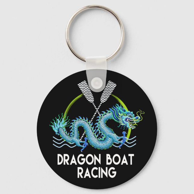 Blue Dragon Boat Racing Keychain (Front)