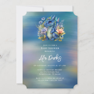 Blue Dragon Boy Baby Shower Invitation