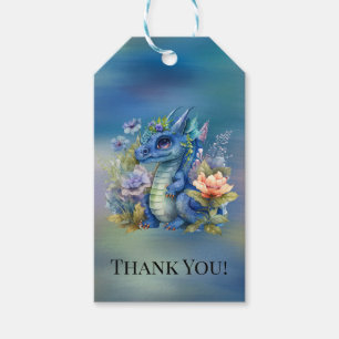 Blue Dragon Boy Baby Shower Thank You Gift Tags