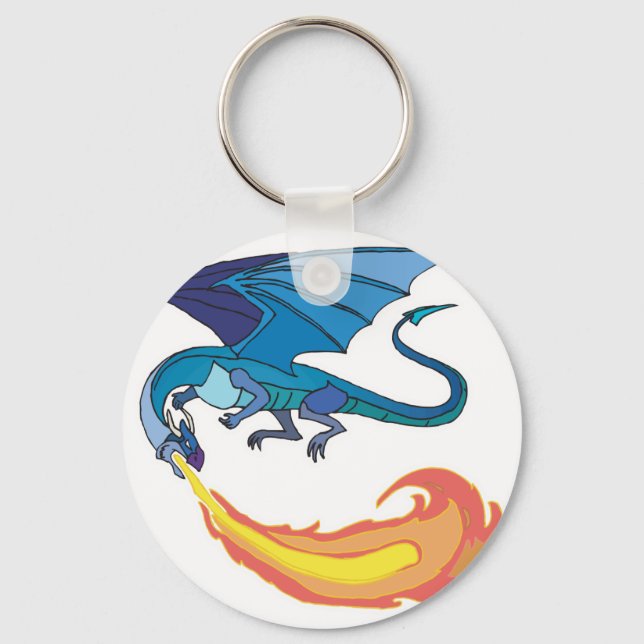 blue dragon breathing fire key ring (Front)