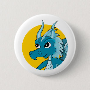 Blue dragon cartoon 6 cm round badge