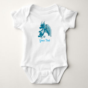 Blue Dragon Cartoon Baby Bodysuit