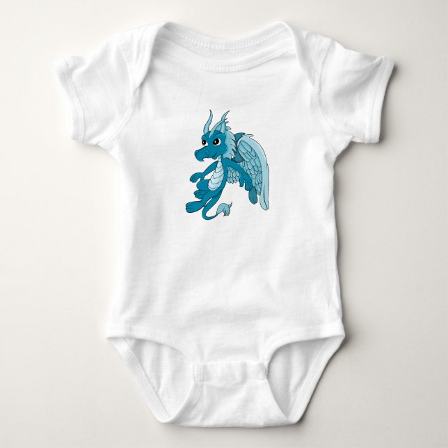 Blue Dragon Cartoon Baby Bodysuit (Front)
