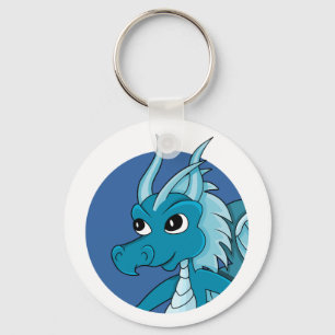 Blue dragon cartoon key ring