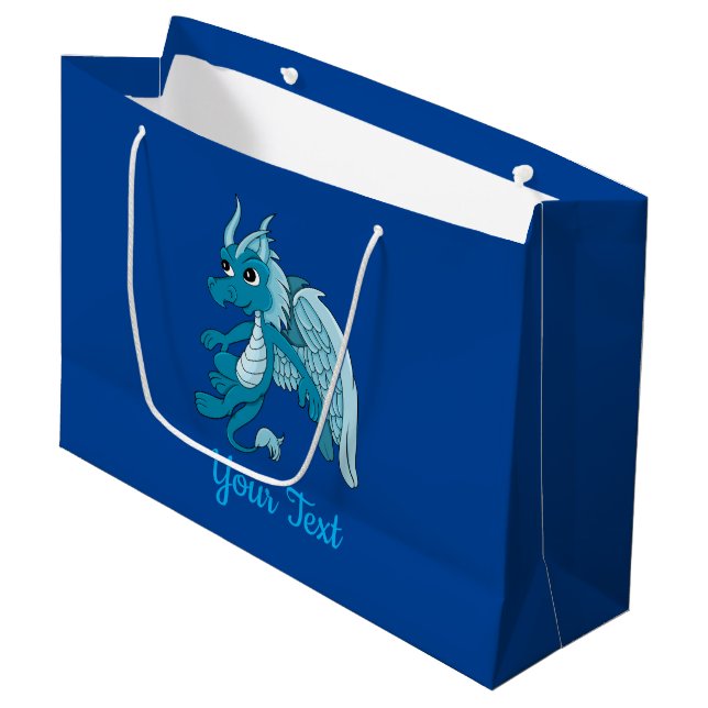 Blue Dragon Cartoon Large Gift Bag (Front Angled)