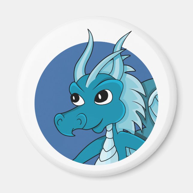 Blue dragon cartoon magnet (Front)