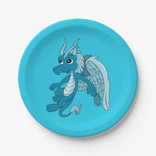 Blue dragon cartoon paper plate