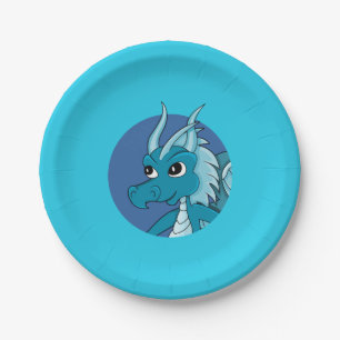 Blue dragon  cartoon paper plate