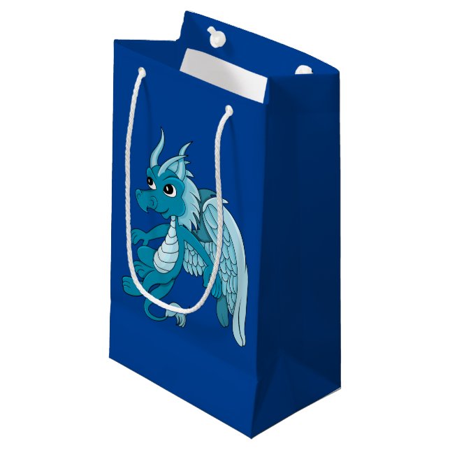 Blue Dragon Cartoon Small Gift Bag (Front Angled)