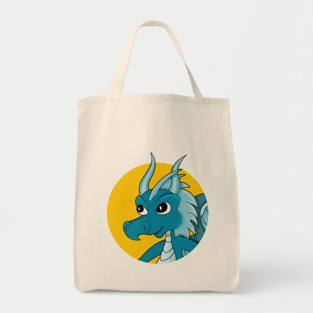 Blue dragon cartoon  tote bag (Front)