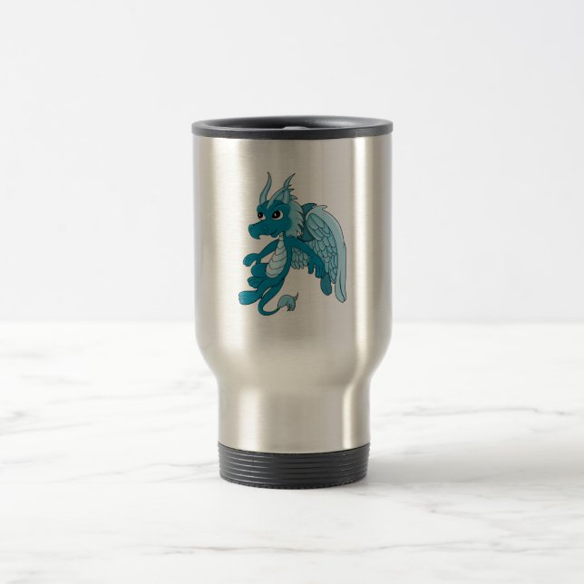 Blue Dragon Cartoon Travel Mug (Center)