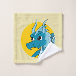 Blue dragon cartoon wash cloth