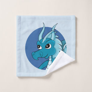 Blue dragon cartoon wash cloth