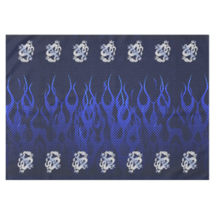 Blue Dragon Chrome like Carbon Fibre flames Tablecloth