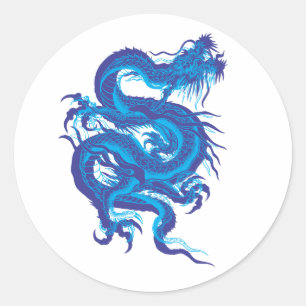 blue.dragon classic round sticker
