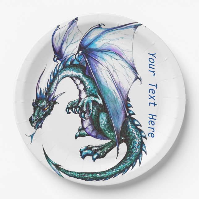 Blue Dragon Custom Paper Plates 9" (Front)