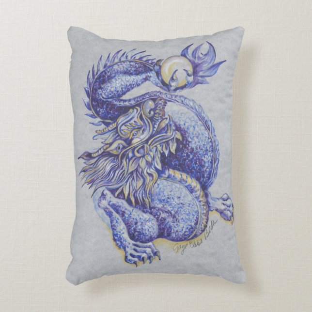 Blue Dragon Decorative Cushion (Front(Vertical))