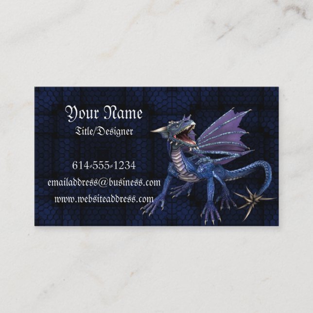 Blue Dragon Fantasy Business Card (Front)