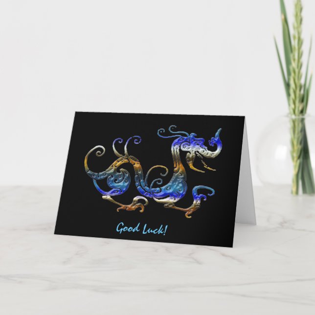 BLUE DRAGON Good Luck Asian Art Cards (Front)