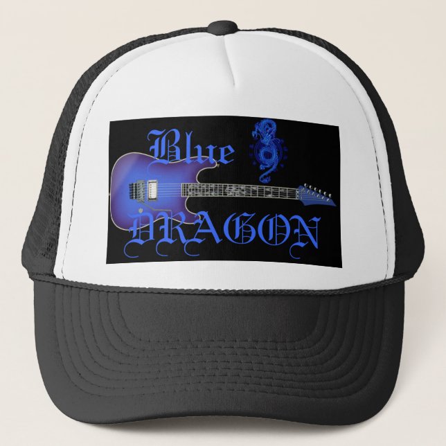 Blue Dragon Guitar Chinese Dragon Baseball Hat (Front)