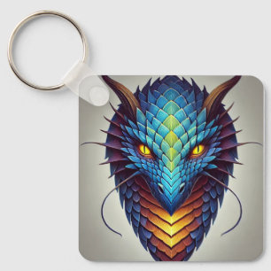 Blue Dragon Head Key Ring