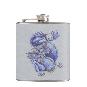 Blue Dragon Hip Flask