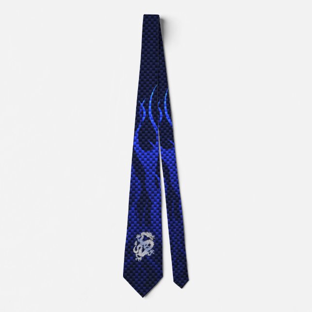 Blue Dragon in Chrome Carbon Fibre Styles Tie (Front)