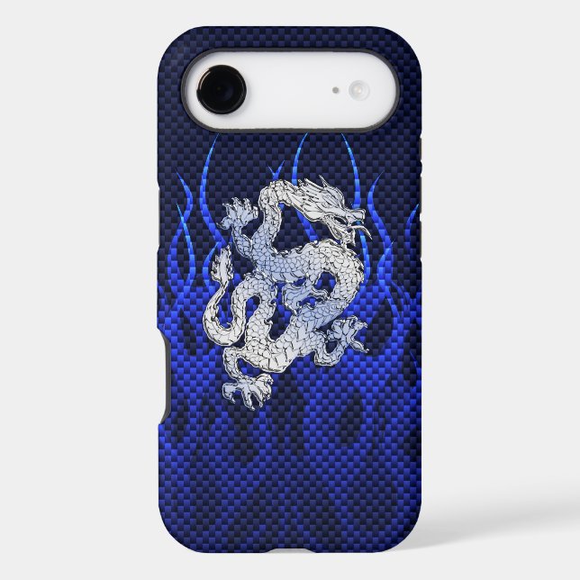 Blue Dragon in Chrome Carbon like flames (Back)