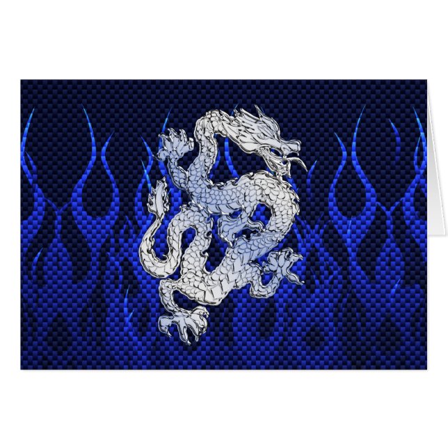 Blue Dragon in Chrome Carbon racing flames (Front Horizontal)