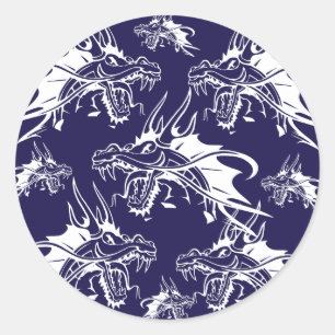 Blue Dragon Mythical Creature Fantasy Design Classic Round Sticker