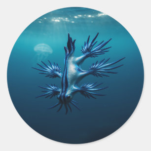 Blue Dragon of the Sea Classic Round Sticker