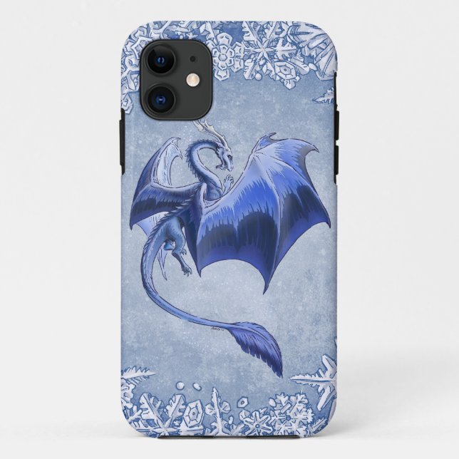 Blue Dragon of Winter Fantasy Nature Art Case-Mate iPhone Case (Back)