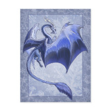 Blue Dragon of Winter Fantasy Nature Art