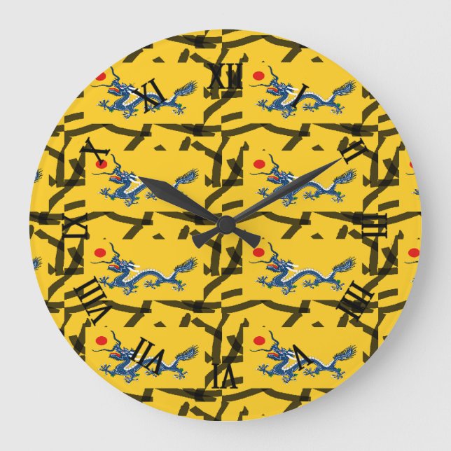 blue dragon on yellow large clock (Front)