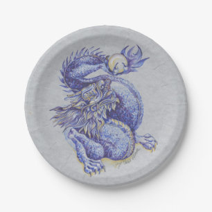 Blue Dragon Paper Plate