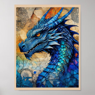Blue Dragon Ready to Frame Art Print