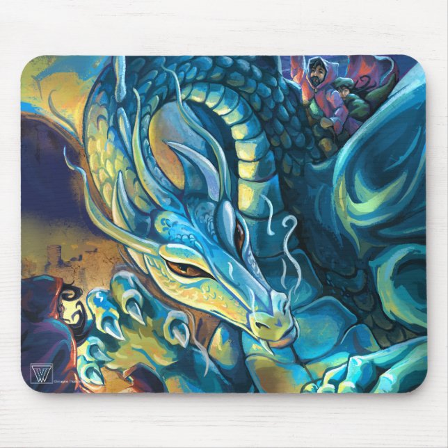 Blue Dragon Rider Mouse Mat (Front)